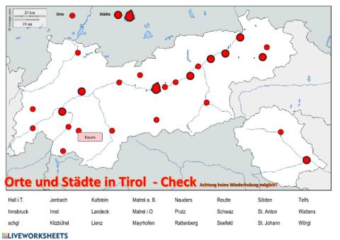 Orte und Städte in Tirol (CHECK)