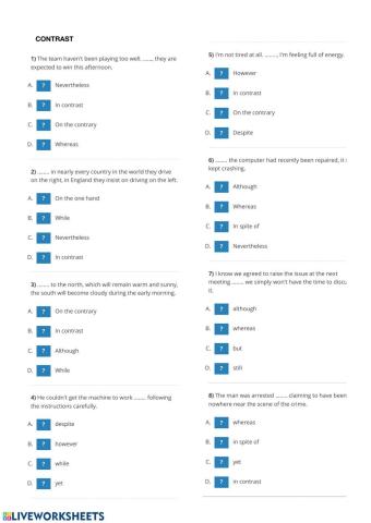 Connectors: contrast & addition