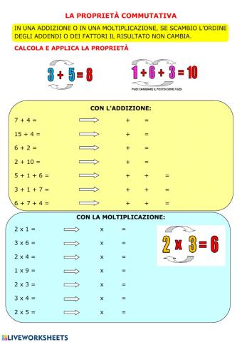 Applicare la proprietà commutativa