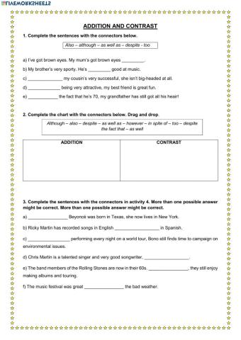 Contrast and addition connectors