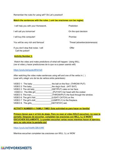 Worksheet will future time