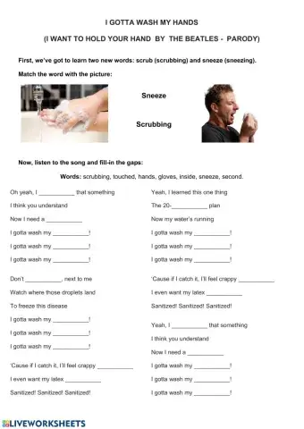 I Gotta Wash My Hands (I Gotta Hold Your Hand Parody)  Multiple Choice - Lyrics
