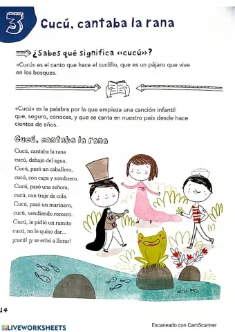 Comprensión lectora - Cucú cantaba la rana