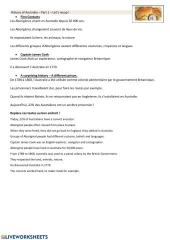 Recap part 1 - History of Australia