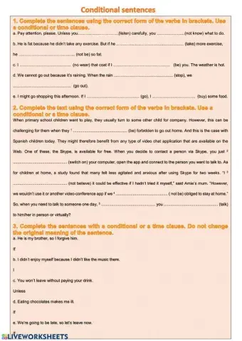 Mixed conditional sentences test