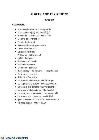 A Review Past Tense-IR & Places in Town