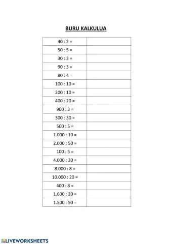 Buru kalkulua (zatiketak)