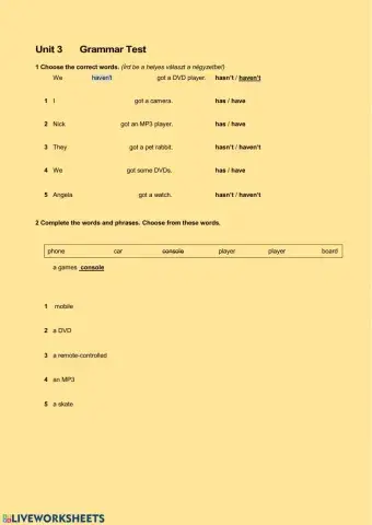 Project 1 Unit 3 - Grammar Test