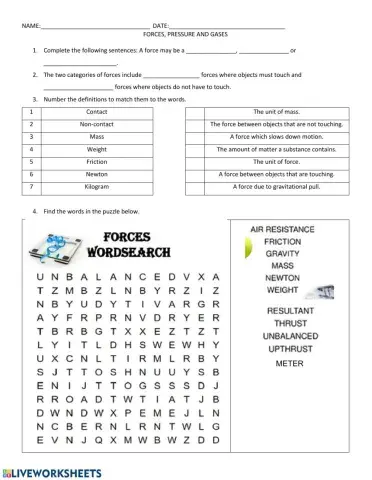 Forces: resultant and weight