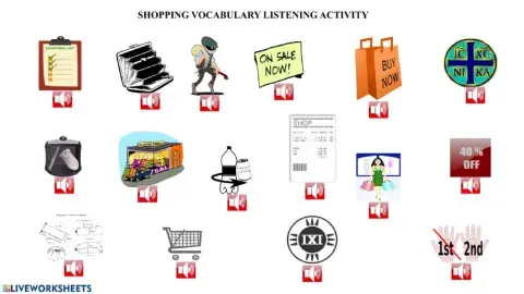 Shopping vocabulary listening activity