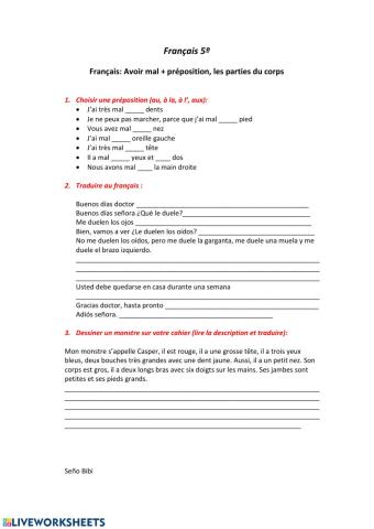 Le corps humain et les verbes