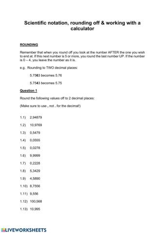 Scientific notation and rounding