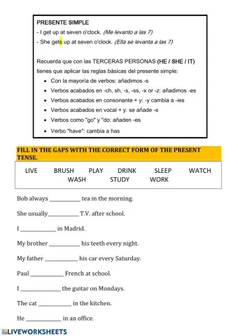 Present simple sentences