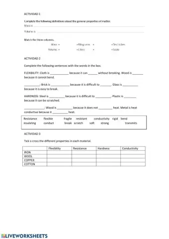 Matter: Mass and volume