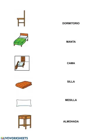 El dormitorio: unir objeto-nombre