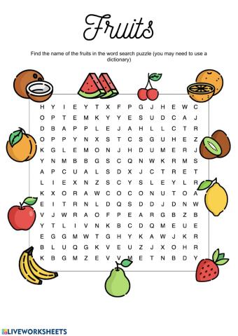 Fruit wordsearch