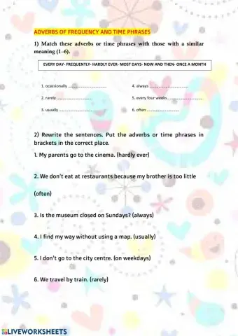 Adverbs of frequency and time phrases