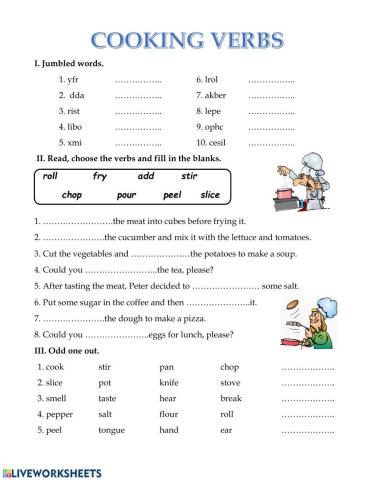 cooking verb ex1