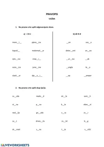 Pravopis (č, ć, dž, đ, ije, je)