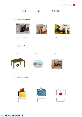 Prepositions of place in or under