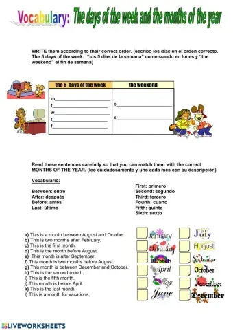 Months and days of the week