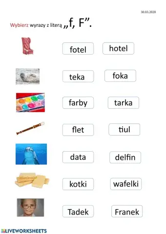 Wyrazy z literami f, F