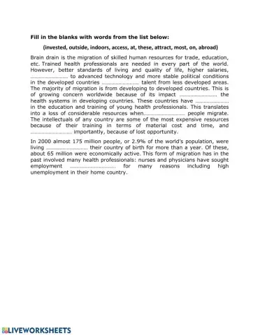 4th form Brain drain