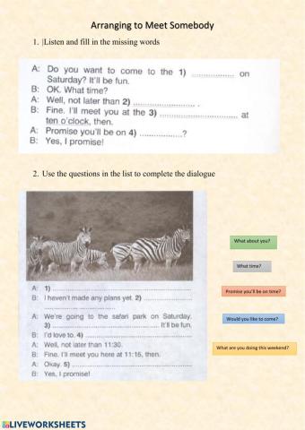 Arranging to Meet Somebody