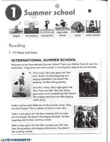 Reading and writing. International Summer School