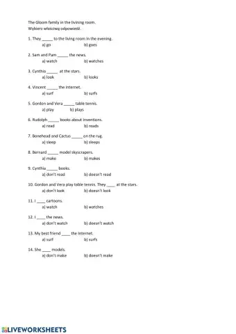 Present Simple with the Gloom Family