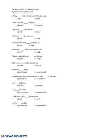 Present Simple with the Gloom Family