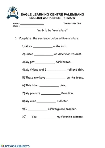 Verb to be - am, is, are.