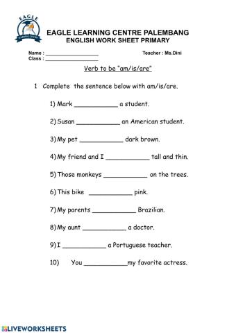 Verb to be - am, is, are.