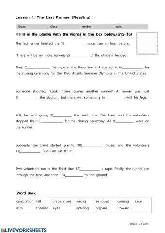 Lesson 1 - Reading - Part 1 - Cloze Test
