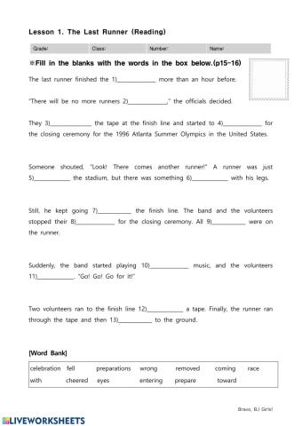 Lesson 1 - Reading - Part 1 - Cloze Test