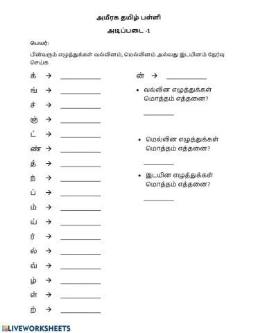 Tamil Consonants
