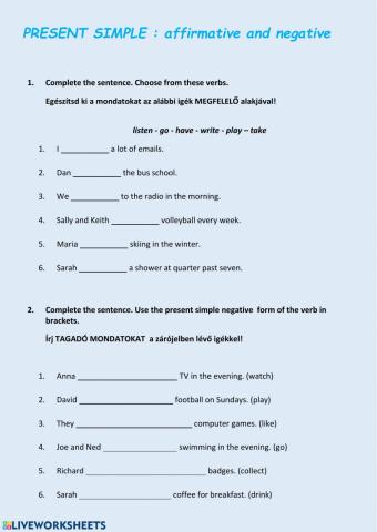 Present Simple: affirmative and negative