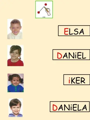 1ºA  unir nombres 2