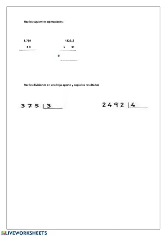 Multiplicaciones y divisiones por una cifra