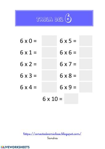 Tabla del 6