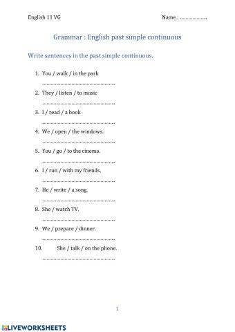 Simple past continuous