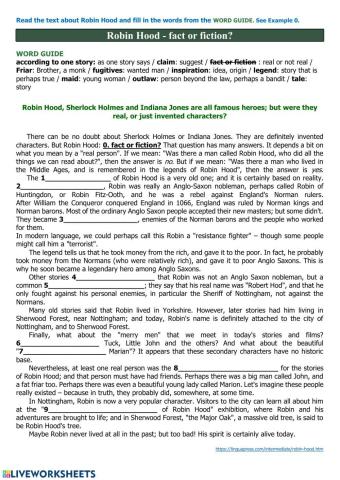 Robin Hood - reading comprehension