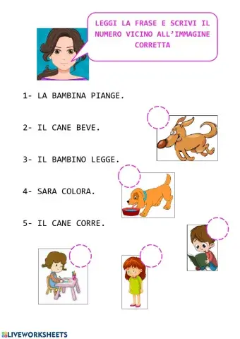 Lettura di semplici frasi