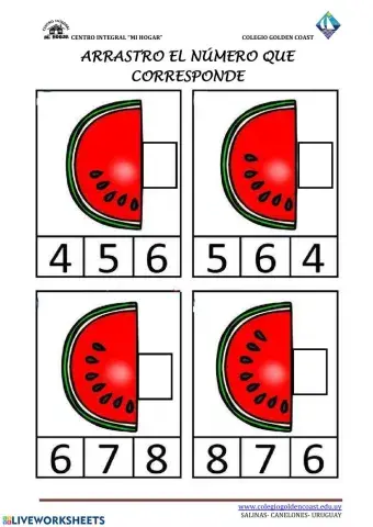 ARRASTRO EL NÚMERO QUE CORRESPONDE 