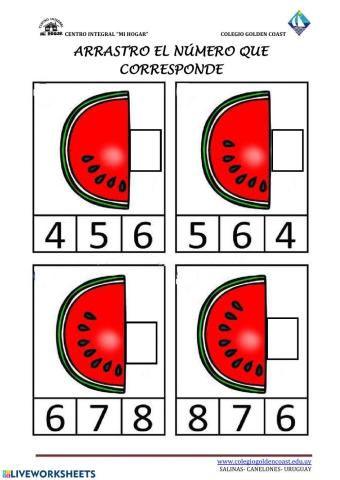 ARRASTRO EL NÚMERO QUE CORRESPONDE 