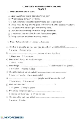 Countable and uncountable nouns