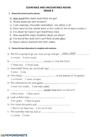 Countable and uncountable nouns