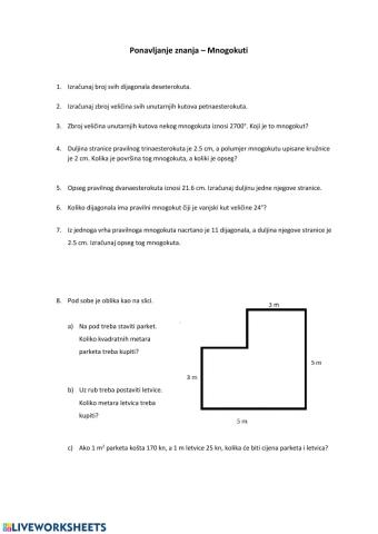 Ponavljanje znanja - Mnogokuti