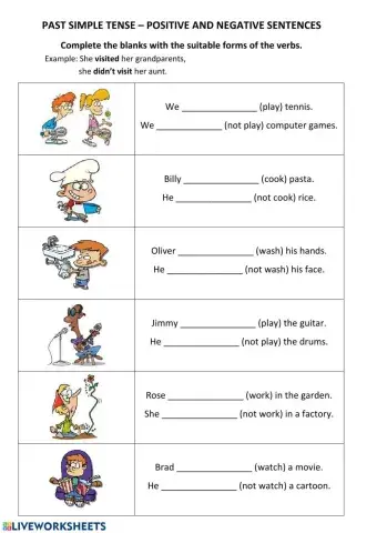 PAST simple - positive, negative - part 1 - regular verbs
