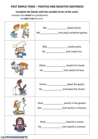 PAST simple - positive, negative - part 1 - regular verbs